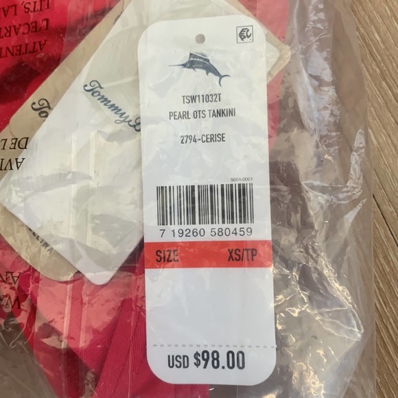 Tommy Bahama Pearl Over the Shoulder Tankini Swim Top in Cerise - Picture 4 of 5